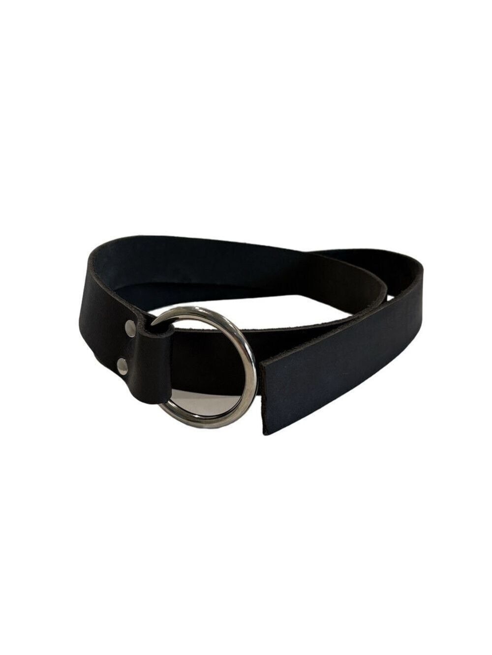 Black O-ring belt Unisex faux(?)leather